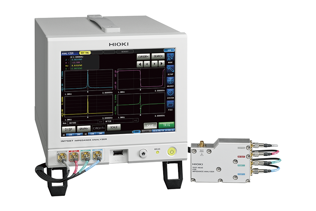 Hioki IM7587 high-frequency impedance analyzer and test head